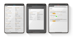 A mockup showing TenForce's EHSQ software solution on a tablet.