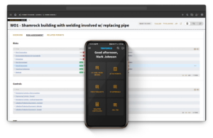 Mockup of TenForce's Permit to Work software on a desktop and mobile device.