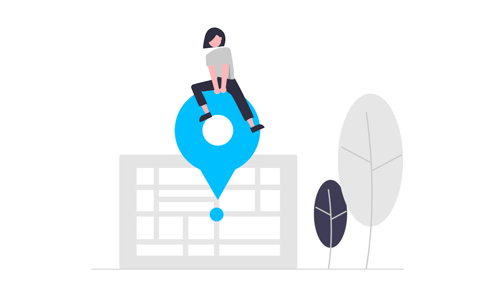 Illustration of a woman sitting on a location pin